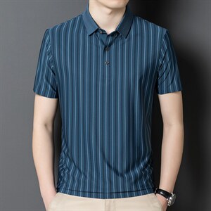 夏季新款男士翻领短袖t恤中年有领男装上衣服休闲POLO衫图片
