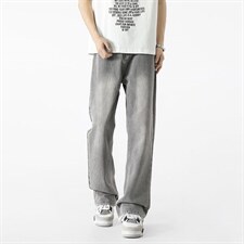 微喇牛仔裤男款夏季半松紧潮流美式vibe复古XZ201-7110P42，男装牛仔裤，星座201