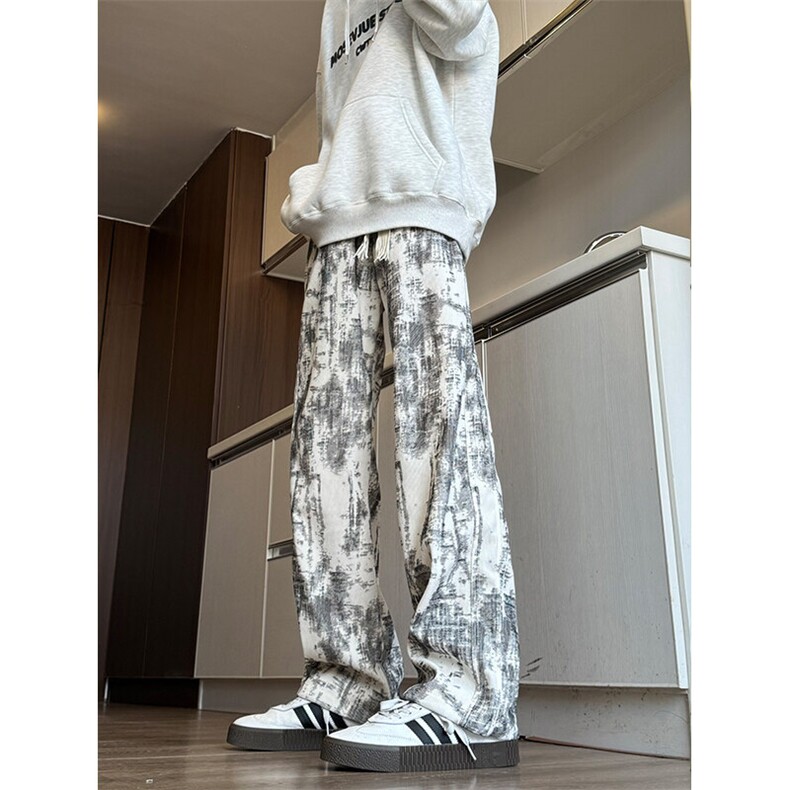 现货库存10W+YK86021-TP25抖音扎染灯芯绒卫裤秋,男装休闲裤,电商A086-1
