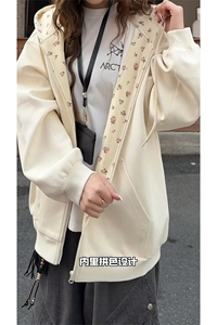 2026春季新款 C7076-TP5098 开衫慵懒风外套碎花连帽开衫卫衣图片