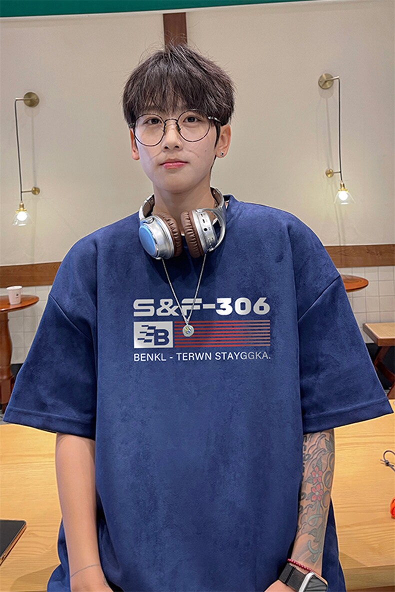 麂皮绒！重磅麂皮绒短袖t恤男JPDX185-特P19控38,男装T恤,电商B367