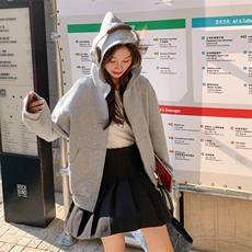 浅灰色开衫卫衣外套男款秋季美式重磅硬挺连帽衫cleanfit短款夹克，女装短外套，2B188