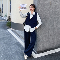 26春新款-韩式老钱风条纹马甲三件套2623-P200K328，女装套装/套裙，2B190