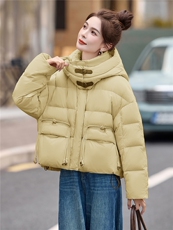 现货新中式G风羽绒服女装2025新款冬季盘扣气质高级感白鸭绒外套，女装羽绒服，仟媚宠