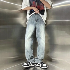 牛仔裤男秋季潮大码休闲裤子高街设计感裤子N3043P46，男装牛仔裤，星座1116-2