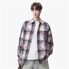 衬衫男春季新款港风宽松大码扎染长袖衬衣CS3098-特P30，男装衬衫，星座214-3