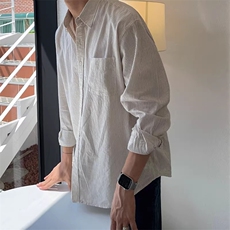 MRCYC条纹衬衫男长袖春秋季高级感痞帅韩系潮流休闲免烫衬衣外套，男装衬衫，星座1210-1