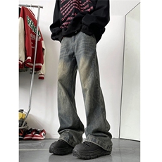 Cleanfit美式废土风~复古做旧色微喇牛仔裤5XZ502-K708-P55控78，男装牛仔裤，星座502