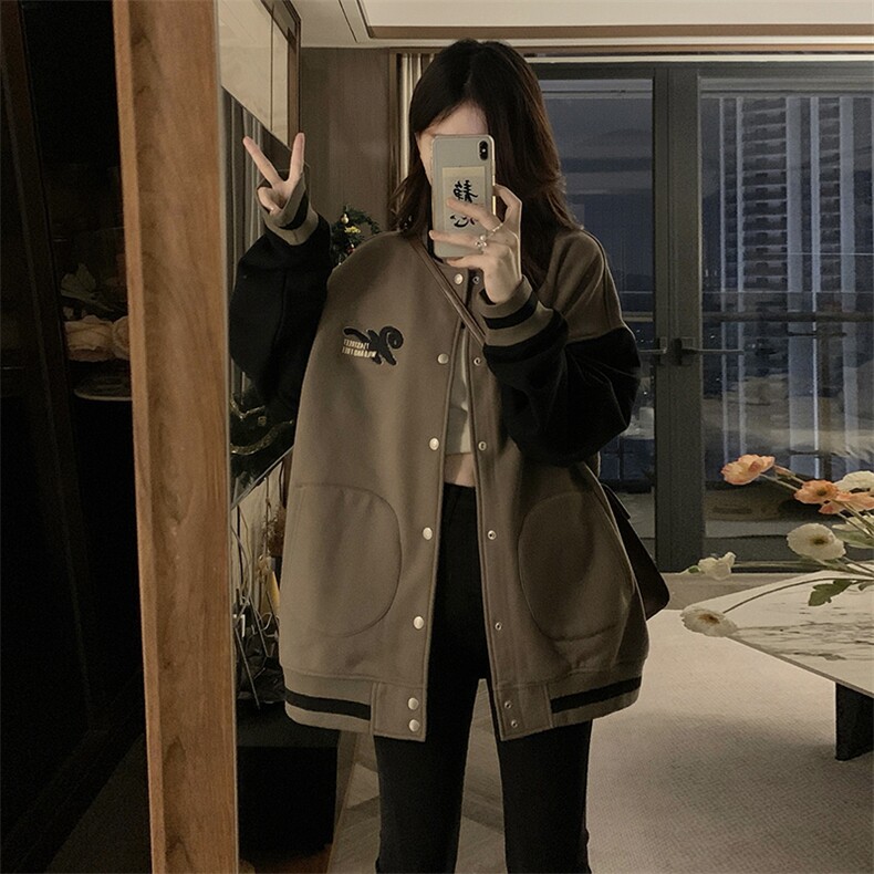C848-P100街头棒球服秋季新款夹克拼接上衣卫衣外套女学生情侣装,男装夹克,星座911-2(原星座613-2）