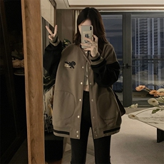 C848-P100街头棒球服秋季新款夹克拼接上衣卫衣外套女学生情侣装，男装夹克，星座911-2(原星座613-2）
