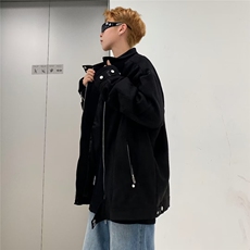 解构短款外套男秋季美式拉链机车服飞行员鹿皮绒夹克J8221P85，男装夹克，星座1116-2