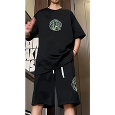 量大优供视频菠萝格套装刺绣短袖男大码M-5XTX27-特P23，男装休闲套装，电商B325