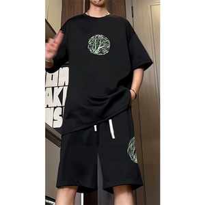 量大优 供视频 菠萝格套装刺绣短袖男大码M-5X TX27-特P23图片