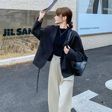 冬装新品立体剪裁廓形细腰带复古毛呢外套2C050-1199-P150-K248，女装毛呢外套，2C050