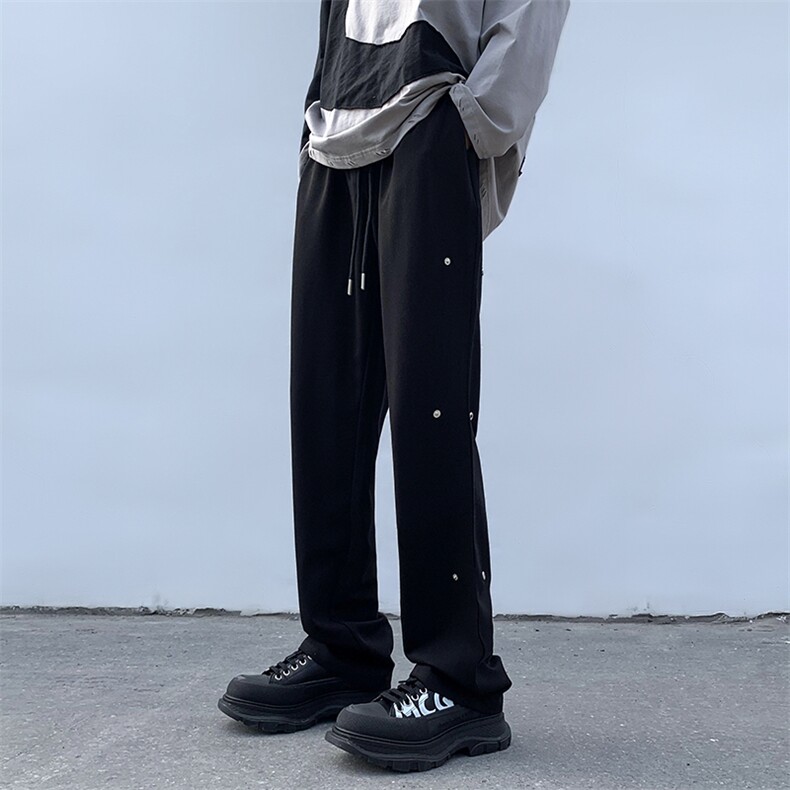 B221美式ins高街小众排扣直筒休闲西裤LK23008-P60控78,男装休闲裤,电商B221