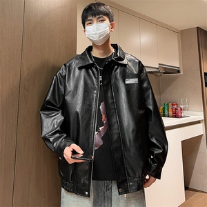 秋季新款男士皮夹克潮机车宽松皮衣外套宽松A266-PY006-特P55图片