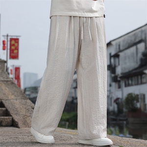 2025春夏新款风男装休闲裤透气棉麻中式宽松阔腿裤 K180-P55图片