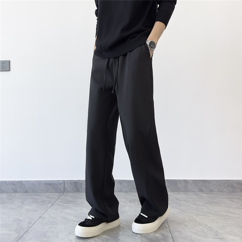 1506/QVS1030/P46夏季冰丝阔腿宽松简约抽绳薄款男装休闲裤胖子,男装休闲裤,星座1506