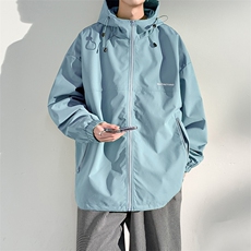 冲锋衣连帽夹克男宽松落肩纯色上衣外套DSA157B-JK727-P50，男装夹克，电商A157B