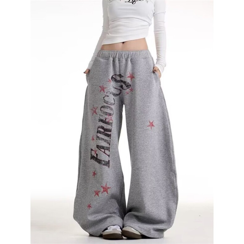 港风秋款男女休闲卫裤五角星扎染印花拖地宽松长裤H8098P45，男装休闲裤，星座1013-1