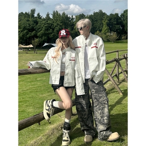 2025美式街头机车服皮衣立领设计外套男女款短款刺绣夹克JKG158图片