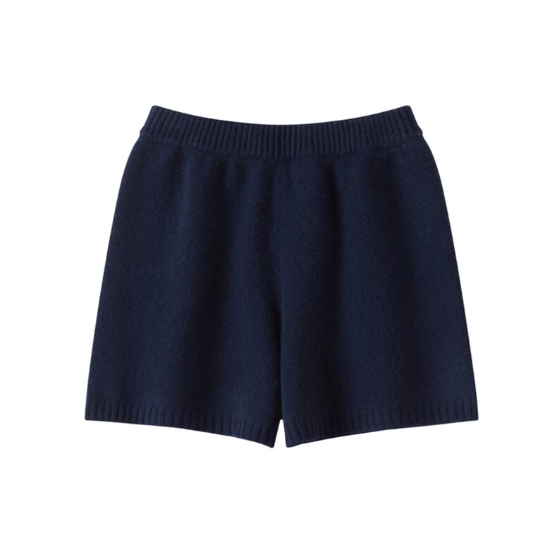 2025年秋季新款深色修身针织女士羊绒短裤时尚休闲通勤百搭，女装短裤/热裤，金暖绒