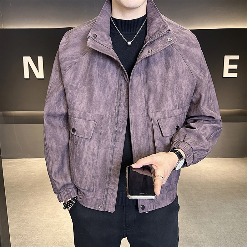 美式短款宽松男装皮衣2025秋季外套男夹克偏大C317-2591-P165,男装夹克,电商C317