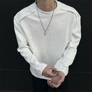 抖音得物高品质 26春装设计感长袖打底衫纯色拉链肩圆领卫衣W123图片
