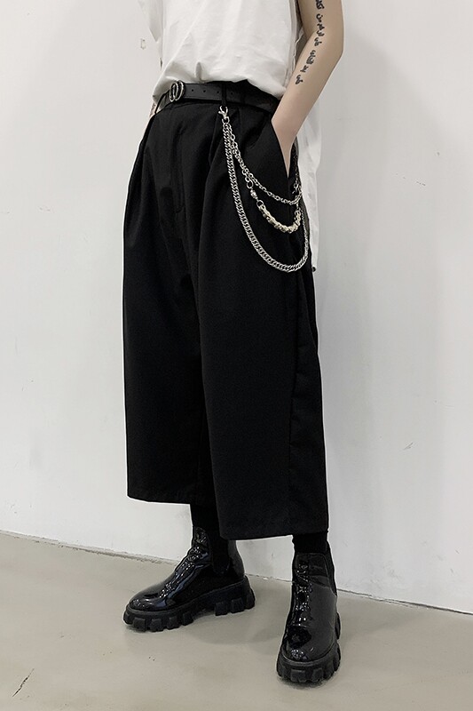 暗黑系个性宽松阔腿裤小众直筒八分裤设计感潮H1023P68,男装休闲裤,星座1114（原A254）