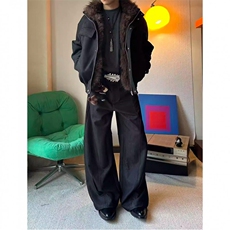 麂皮刺绣毛毛内里棉衣棉服外套D328-MY973-P128，男装棉衣，电商D328