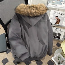 可卸毛领美式复古棉服外套男女冬季连帽短款情侣棉衣9929P90，男装棉衣，星座410-2