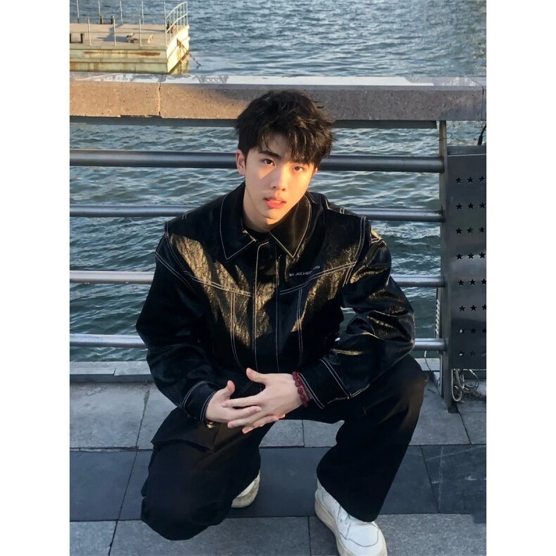 现货不缺货假两件皮衣复古夹克外套1209-1-JK17-P108（网图）,男装夹克,星座1209-1