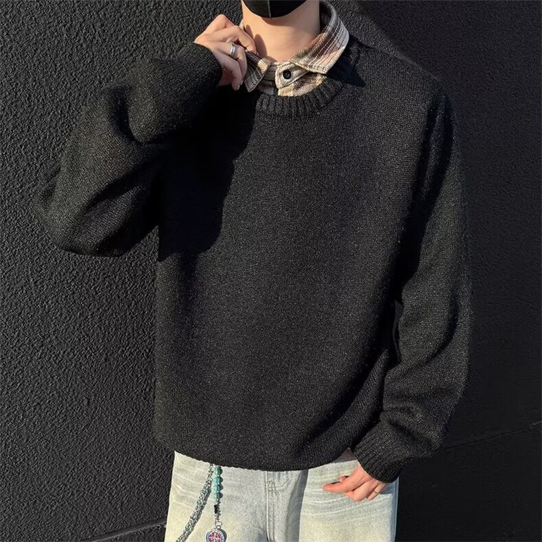 撞色假两件拼接衬衫领卫衣男女毛衣,男装针织衫/毛衣,星座410-6（原星座1304-1）