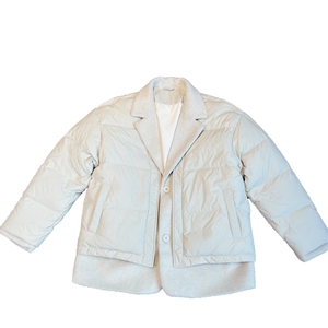 冬季高品质棉服男设计感毛呢拼接西装领假两件保暖棉服M125-P170图片