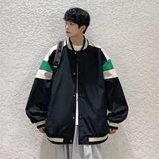 小牛津上衣夹克宽松落肩拼色棒球服外套XZ214-8JK700-P65，男装夹克，星座1204-3