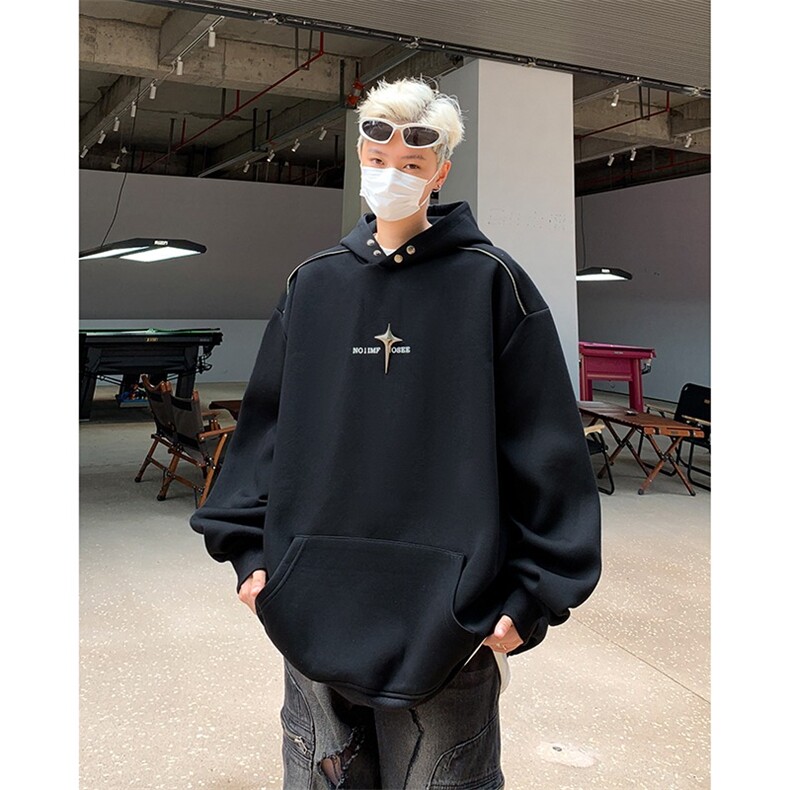 2024新重磅连帽套头卫衣美式高街帽衫外套青年潮流现货W8332-P42，女装短外套，星座512-4