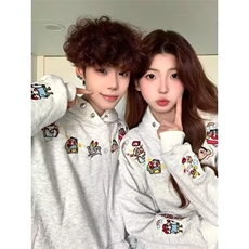 情侣美式潮牌趣味刺绣连帽卫衣男秋冬新款小众设计上衣WB593-P47，男装卫衣，星座412-3