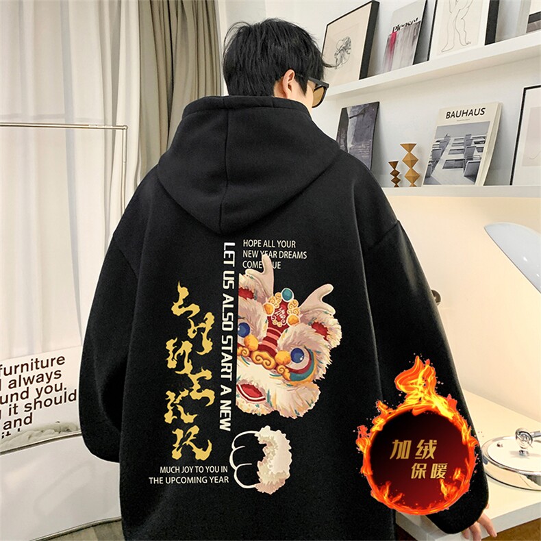 龙年卫衣 冬季美式加绒加厚连帽卫衣外套DL1760常规特P35加绒特40图片