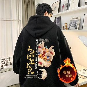 龙年卫衣 冬季美式加绒加厚连帽卫衣外套DL1760常规特P35加绒特40图片