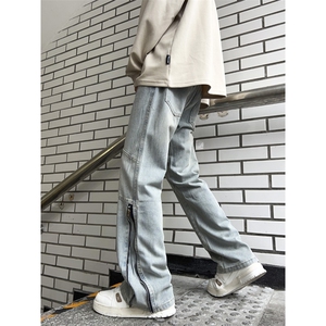 美式高街牛仔裤男韩版潮流拉链口袋个性2024冬季ins长裤N812-P53图片