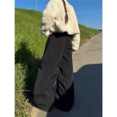 美式褶皱弯刀裤男女宽松阔腿裤松紧腰抽绳束脚舞蹈裤子，男装休闲裤，星座506A