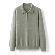 2024秋冬新款羊绒男士纯色POLO领羊绒衫男装，男装羊绒套衫，雪贝坊一店