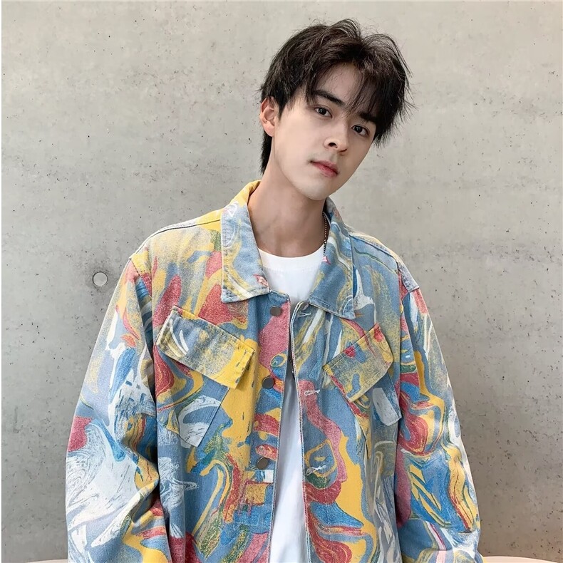 水墨涂鸦外套男春季潮牌痞帅炸街夹克美式设计感衣服219/P72,男装夹克,星座506