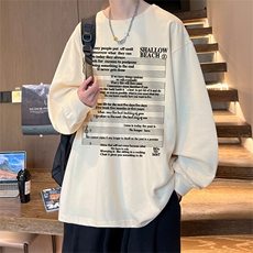 直播品质秋冬重磅潮牌嘻哈美式印花纯棉长袖T恤打底衫CT366特P28，男装T恤，电商A486