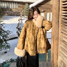 毛绒拼接新中式风羽绒服2025新款深冬超好看洋气设计感90绒外套，女装羽绒服，2C159