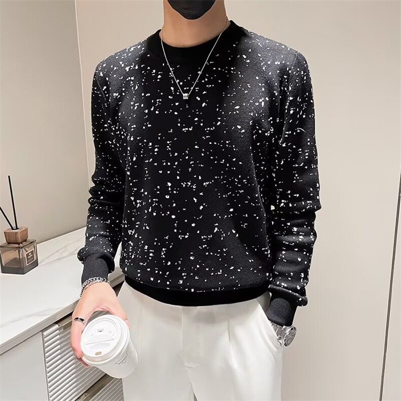 星空高级感高端毛衣男潮牌内搭针织衫冬季男士保暖打底衫S596,男装T恤,星座1116A-2（原606A-1）