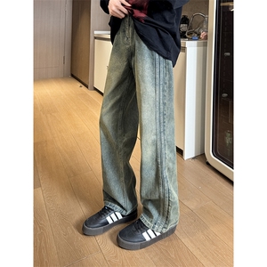 现货 自家图 高质量 复古蓝宽松直筒阔腿牛仔裤男 K5823-P50 控78图片