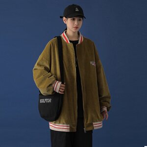 20年秋冬新款贴绣小熊水洗100%棉灯芯绒棒球服DS-B293-A777-P90