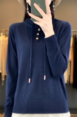 秋冬季新款纯色毛衣女宽松显瘦时尚百搭三口帽衫上衣，女装针织衫/毛衣，贵皇网供仓