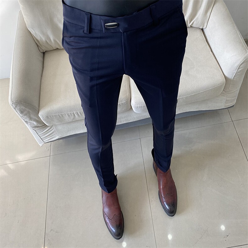 春季西裤男修身直筒高级感商务休闲裤男士裤长裤612九分6129—P55,男装西裤,电商B368